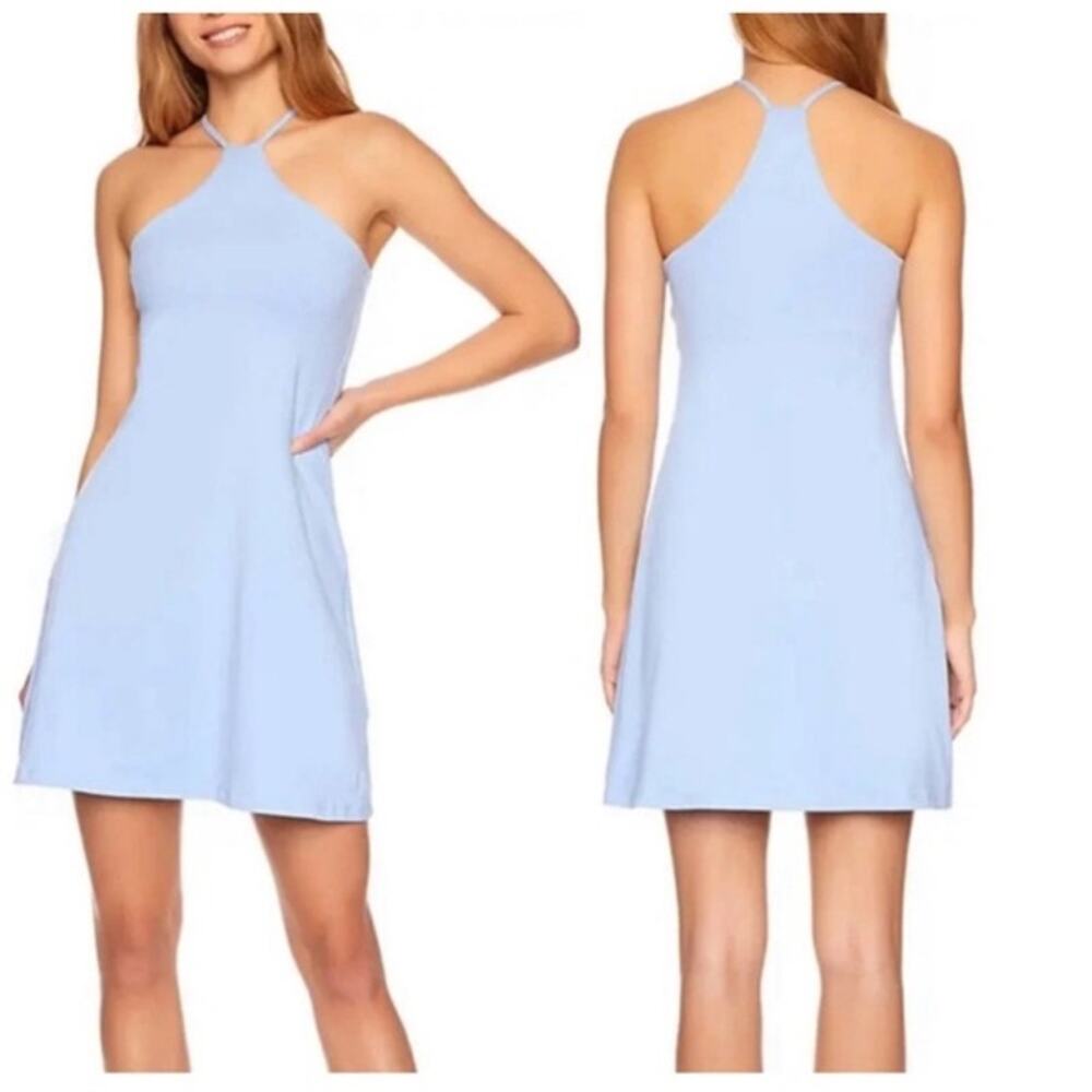 Susana Monaco Womens Blue Nylon Blend Sleeveless Halter Neck Mini Dress Size XL